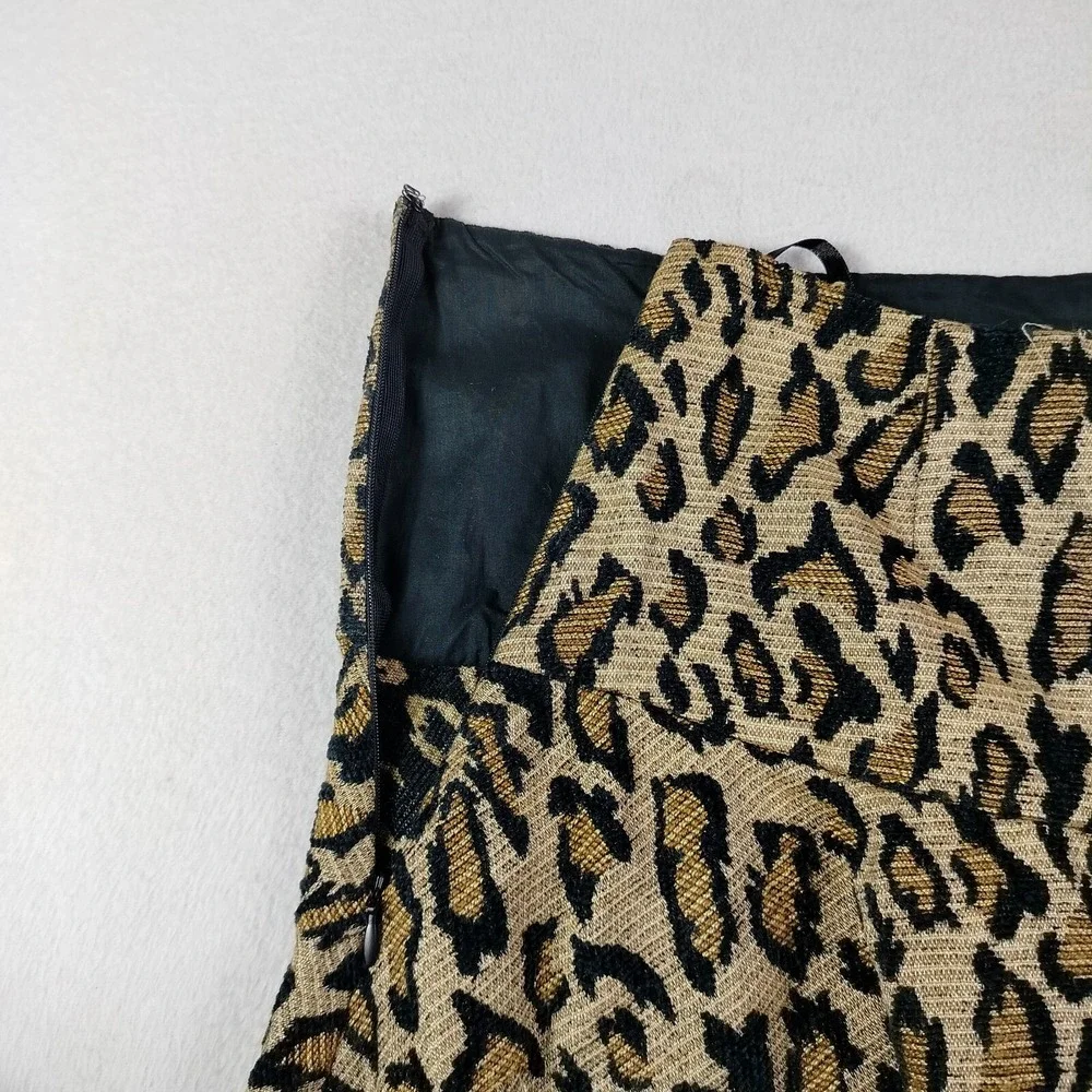 Free People Skirt Womens 4 Brown Cheetah‎ Print Jacquard Ruffle Hem Skater Rock